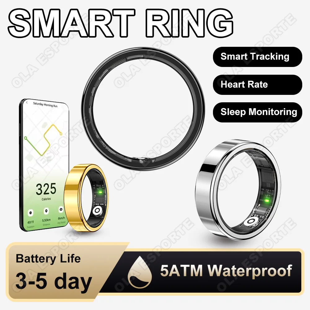 

Смарт-кольцо 5ATM, водонепроницаемое, для измерения артериального давления, сна, мониторинга здоровья, кольцо, несколько спортивных режимов, шагомер для мужчин и женщин