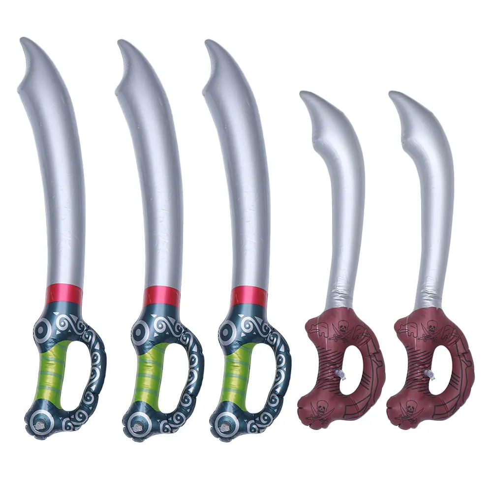 Épée de Pirate gonflable, 5 pièces, gonflage rapide, dégonflage, Portable, en PVC, pour décoration de fête, spectacle sur scène, Festival, Cosplay