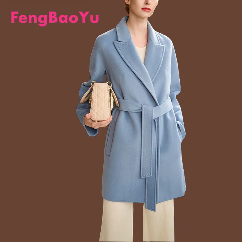 Fengbaoyu Autumn Winter High-end Double-sided Cashmere Coat Women's Short Coat Small Camel Wool Coat Temperament Noble Fashion