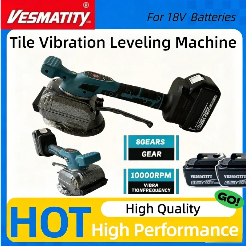 10000rpm Electric Tile Leveler 8‑Gears Vibration Adjustment 7500mAh Digital Display Hand Tool for Wall & Floor Tile Laying Work