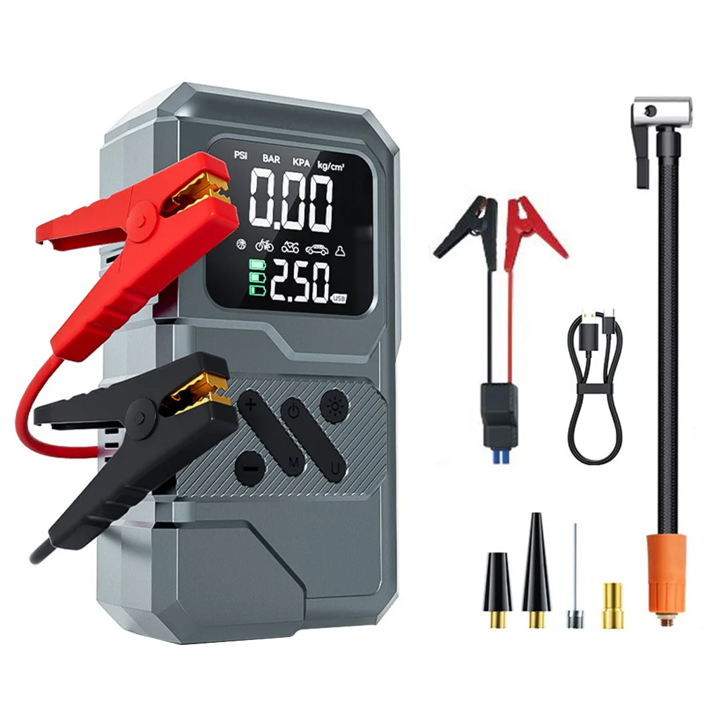 

Portable Car Jump Starter and Inflatable Air Pump Vehicle Mounted Battery Power Supply with Tire Pressure Monitor 6000mAh