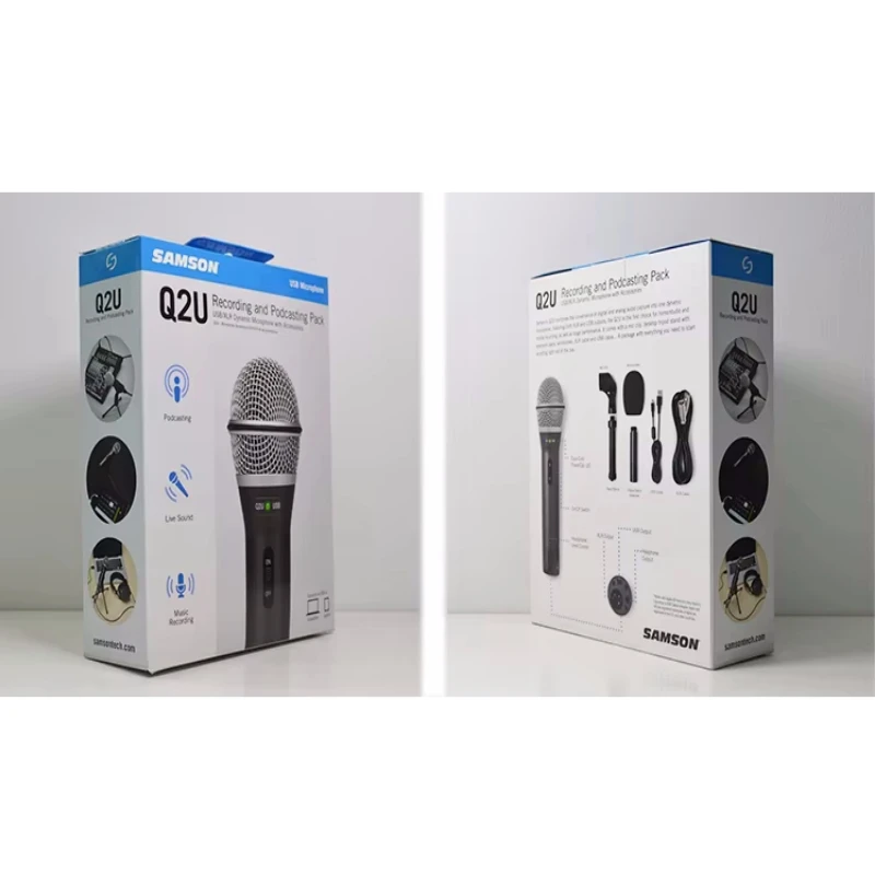 Samson-Q2U ميكروفون USB ديناميكي ، 100% أصلي ، مع XLR و USB I/O ، جودة عالية