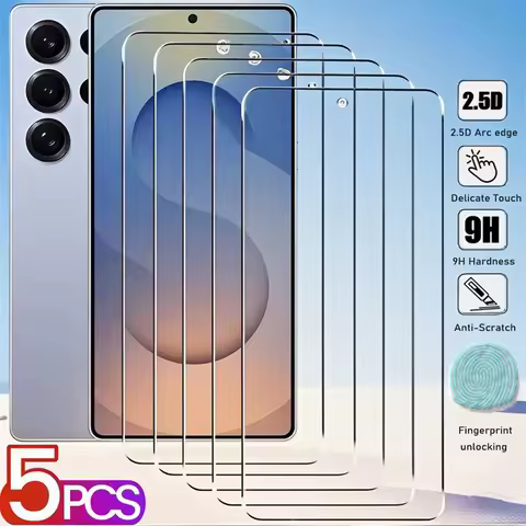 5PCS Screen Protector For Samsung Galaxy S25 S24 Ultra FE Edge Unlock Tempered Glass For Samsung S23 S21 S20 FE S22 Plus Glass