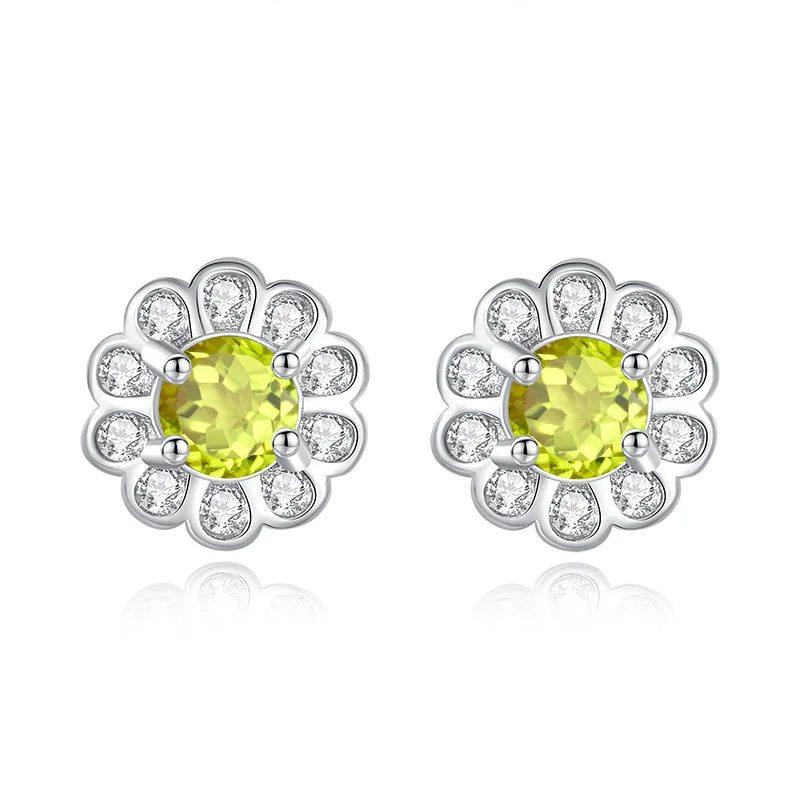 

Натуральные серьги-гвоздики в форме цветка с голубым топазом, цитрином, аметистом и гранатом для женщин, из настоящего серебра 925 пробы