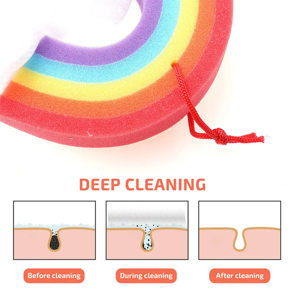 

3pcs Rainbow Bath Flowers Colorful Bathing Sponges Body Scrubbing Shower Sponge Exfoliating Back Cleaning Bathing Supplies