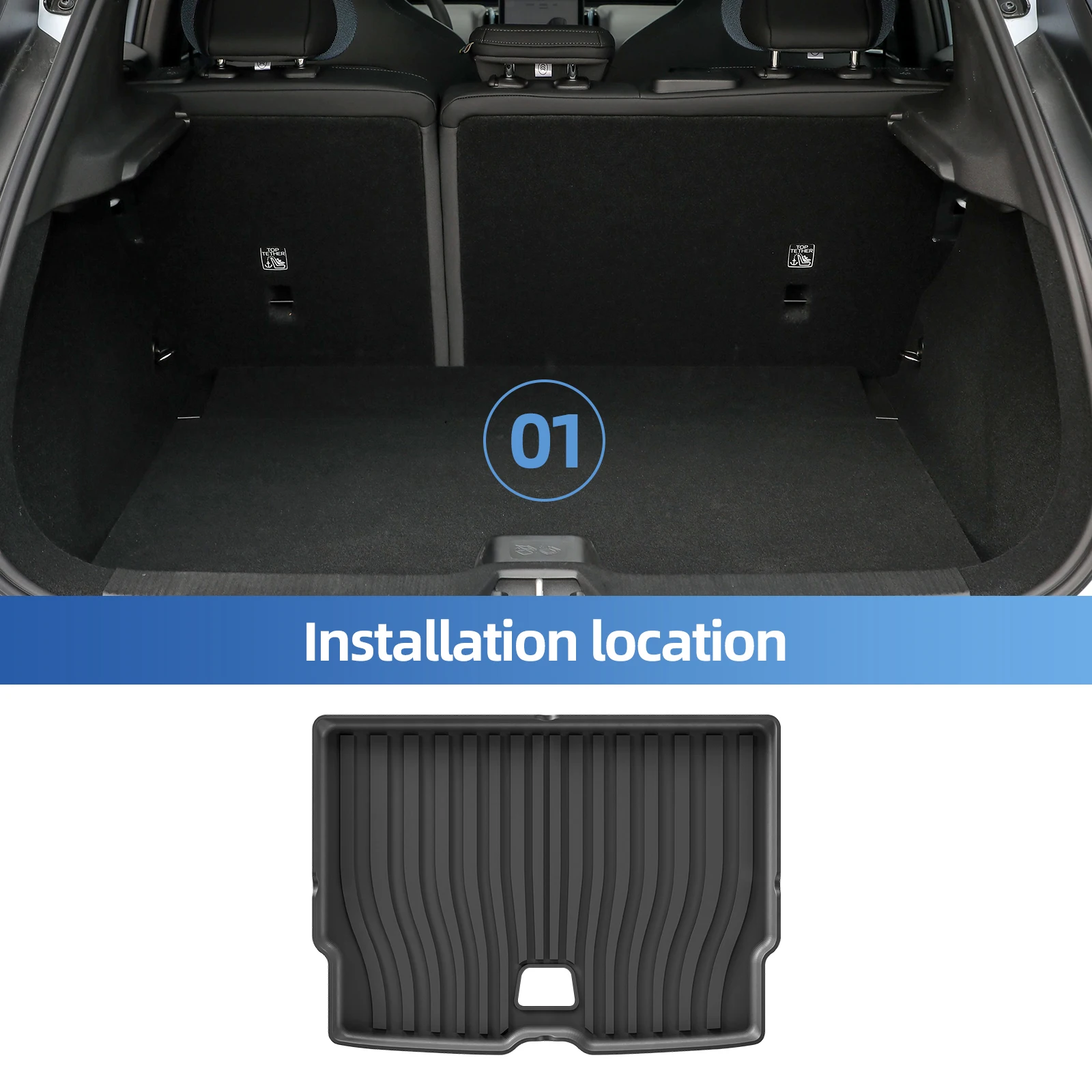 Für Volvo EX30 2024 2025 2026 Auto-Fußmatten Kofferraummatte TPE 3D Fußmatte Wasserdicht Geruchlos Schwarze Ablage – Detail 2