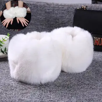 1 זוג faux פרווה push windproof השרוול שרוול חורף נשים wristband בגדי נשים אופנה אביזרים פרק כף היד האזיקים