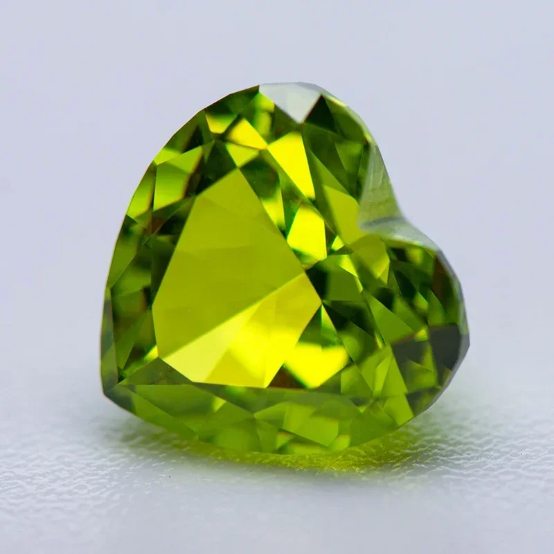 Cubic Zirconia Apple Green Crushed Ice Cut Color Heart Shape Charms Bead for Diy Jewelry Making Pendant Materials No Certificate