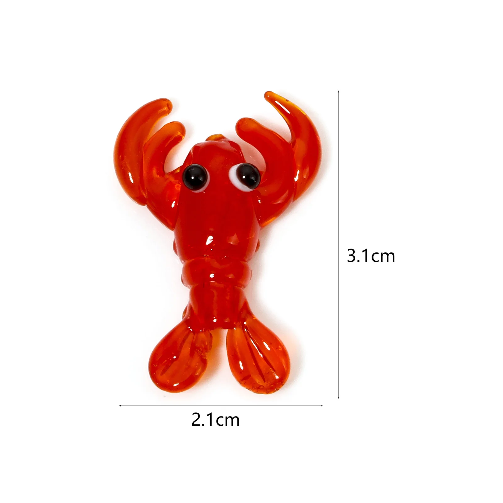 2 PCs Cute Lampwork Glass Ocean Jewelry Beads For DIY Jewelry Making Lobster Red 3D About 3.1cm x 2.1cm, Hole: Approx 1.5mm