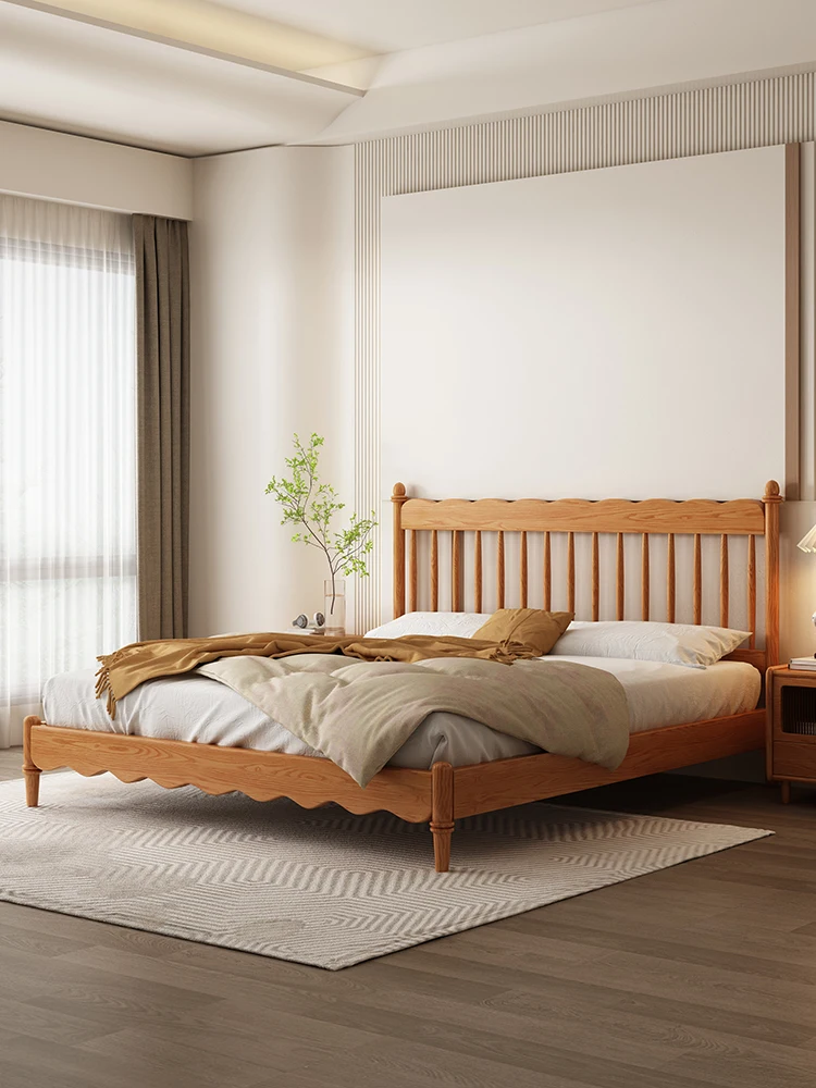 White wax wood solid wood bed log Fengyunduo bedroom bed modern simple Nordic silent all solid wood