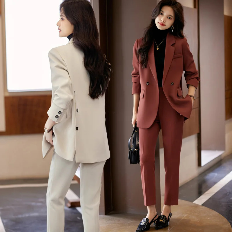 

High-Grade Beige Small Suit Jacket Women's Long-Sleeved Autumn and Winter2023New Small Business Wear Suit for Women