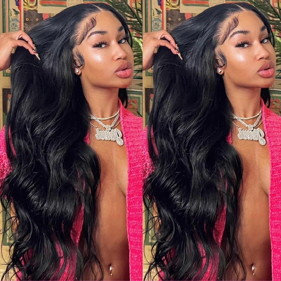 13x4 13X6 Bling Hair Body Wave Transparent Lace Front Wig HD Frontal Wig Pre Plucked Human Hair 4x4 Lace Closure Wigs For Women