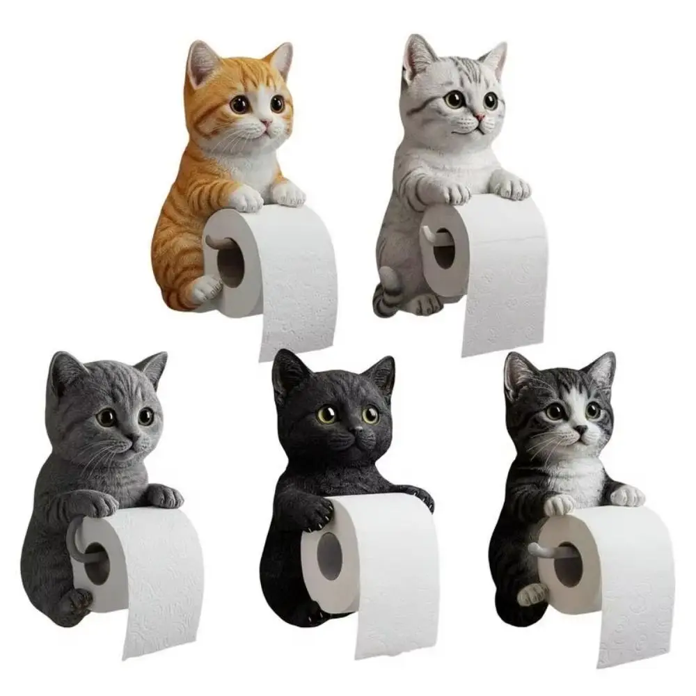 

Cat Toilet Paper Holder Cat Toilet Roll Holder Wall Mounted Roll Rack Cute Dog Dispenser for Dorm Home RV Restroom Kitchen 선반