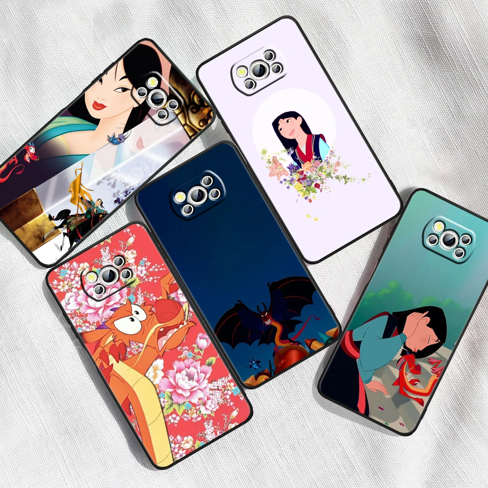 

Anime Cartoon Mulan For Xiaomi Mi Poco F5 F4 F3 X6 X5 X4 X3 M6 M5 M5S M4 M3 C65 Pro GT NFC 5G Black TPU Phone Case