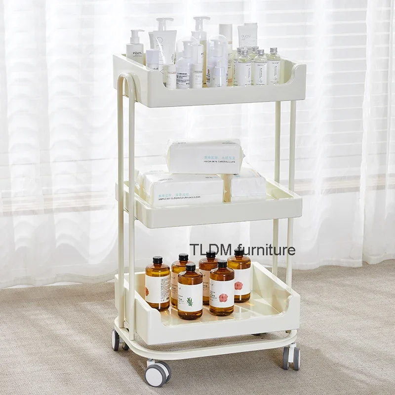 

Rolling Modern Salon Trolley White Manicure Makeup Beauty Tool Cart Simplicity Aesthetic Carrito Con Ruedas Salon Furniture HD