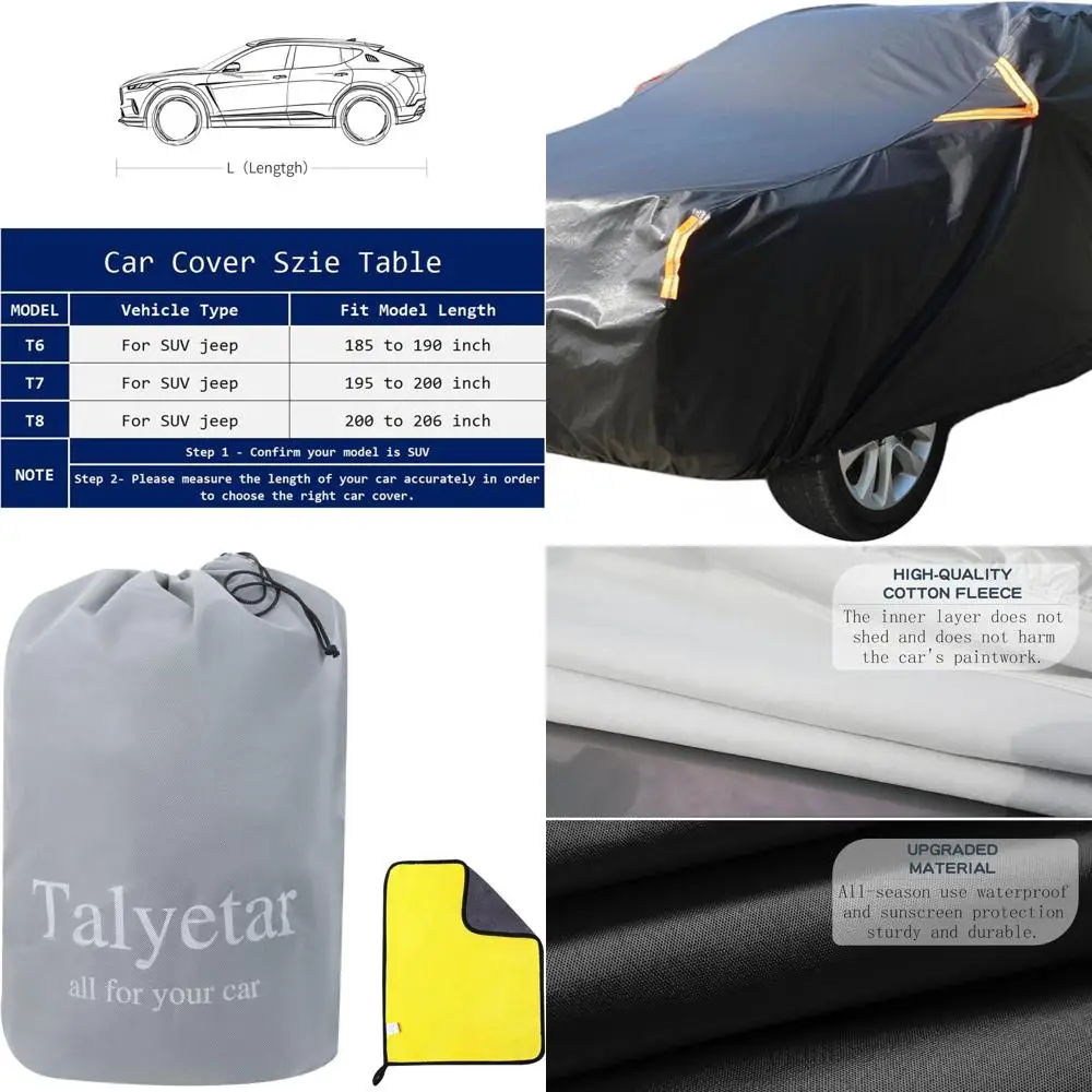 

Всепогодный водонепроницаемый автомобильный чехол с дверцей водителя на молнии, защита от ультрафиолета и снега, подходит для внедорожников длиной 195-200 гг.