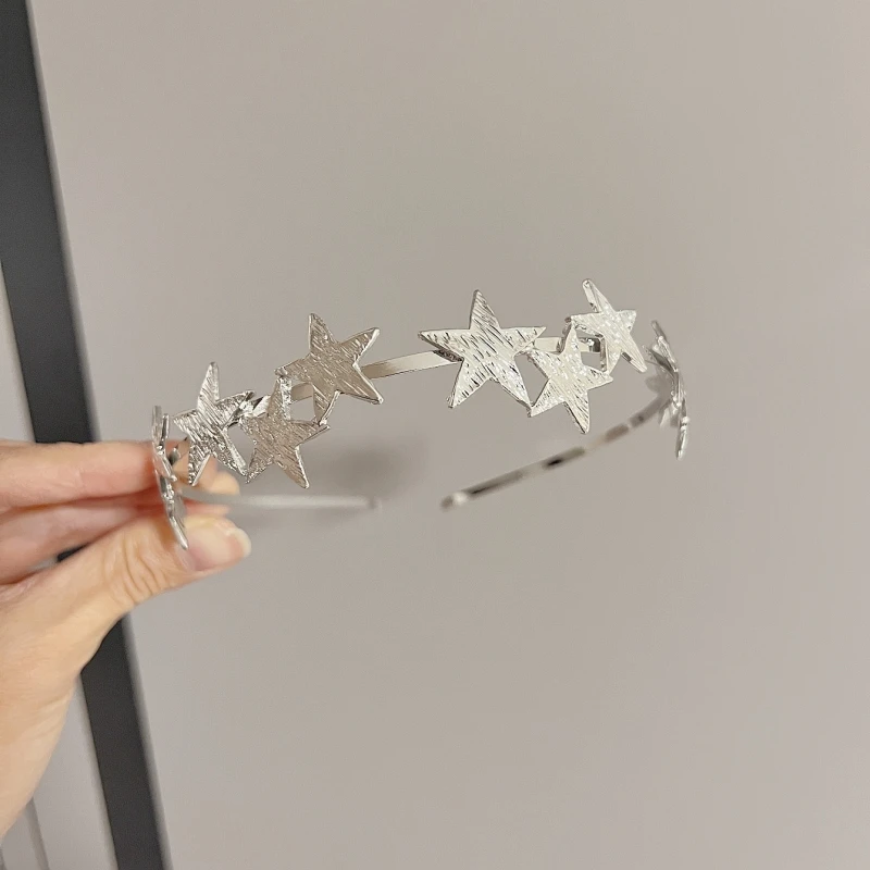 1pc Personalized Retro Fashion Hair Hoops for Women Metal Star Pressed Casual Hair Accessories