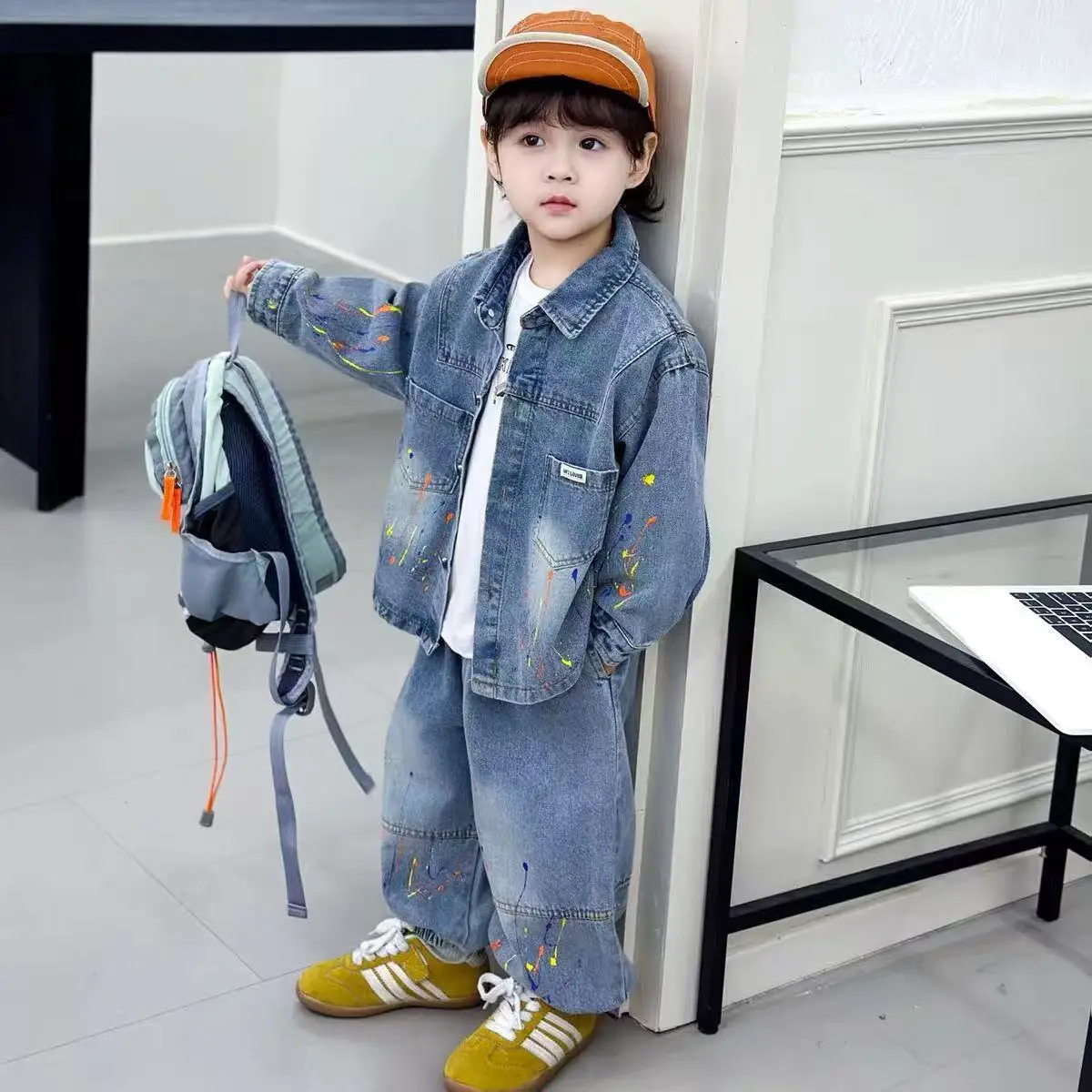 

90-150cm Kids Boys Denim Set 2026 Spring and Autumn New Children's Korean Edition Casual Jacket+Jeans Two Piece Set