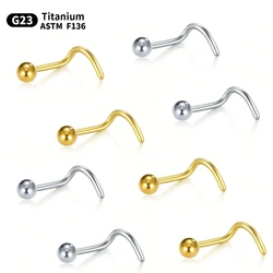 1PC Titanium Nose Piercing Nostril Pirsing Screw Stud Earring Nose Stud Ball End Nose Rings for Women Body Jewelry 20G /18G