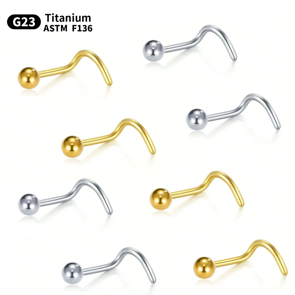 1PC Titanium Nose Piercing Nostril Pirsing Screw Stud Earring Nose Stud Ball End Nose Rings for Women Body Jewelry 20G /18G