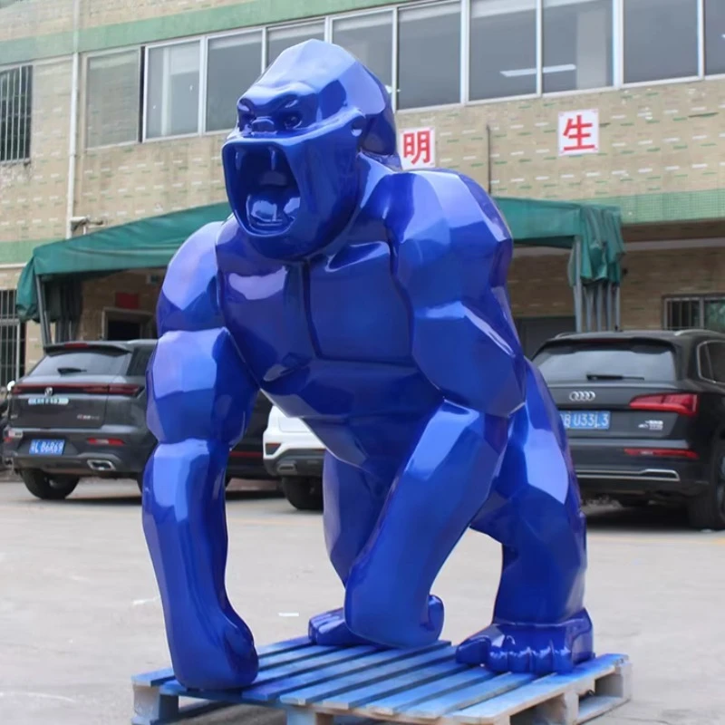 Hot Sale Animal Metal Decorative Resin Statue Fiberglass Gorilla Sculpture for Outdoor Decoration