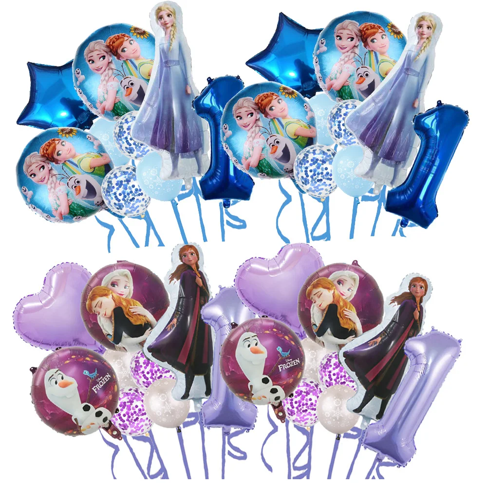 9pcs Snow Queen Cartoon Frozen Elsa Anna Birthday Party Decorations Kids Princess Aluminium film Foil Balloons Party Supplies