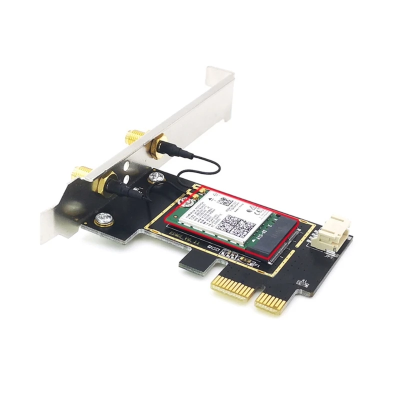 NGFF-M2 WIFI Card to PCIE Adapter with 2 Antennas for 7260 8265 1650 1675X AX200