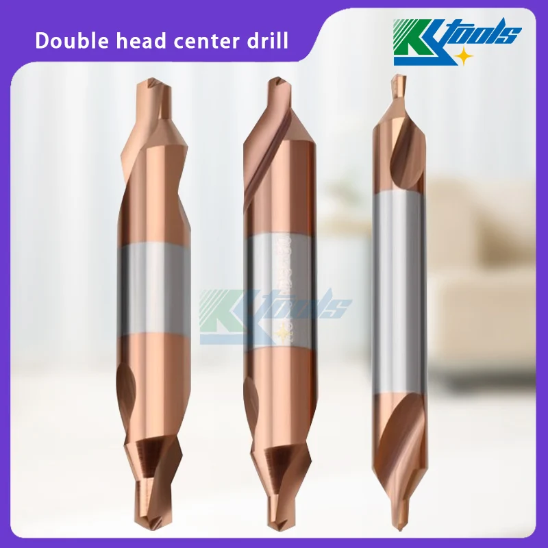 HRC55/60 Double head center drill 0.5 0.6 0.8 1 2 3 4 5mm 2 flutes 60 Angle Tungsten Carbide Center Drill Bit For steel aluminum