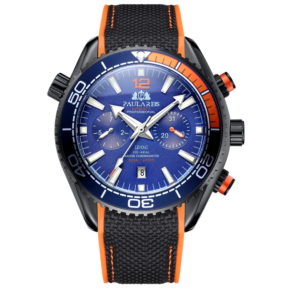 PAULAREIS P Luxus Männer Automatische Selbst Wind Mechanische Uhr für Männer Kautschukband Wasserdicht Leucht Datum Mode Herren Uhren 3