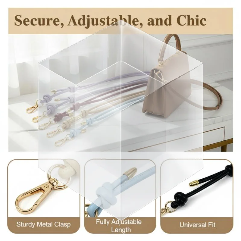 1Pcs Adjustable Leather Bag Strap Replacement Crossbody Shoulder Strap With Metal Clasp For Handbag Purse Accessories
