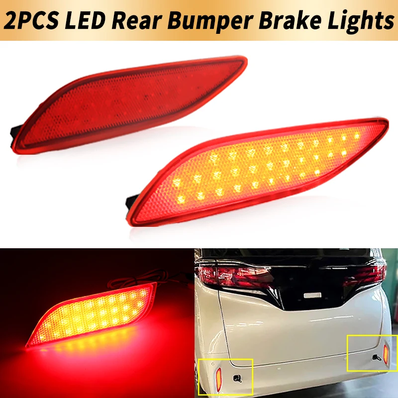 

2PCS LED Rear Bumper Brake Lights Canbus ​For Toyota Alphard Vellfire 40 Series MPV 2023 2024