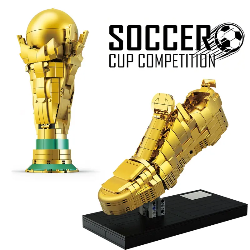 

Football Match Champion Trophy Golden Boot Building Block DIY Sports Model Desktop Decoration Construction Toy Educational Gift