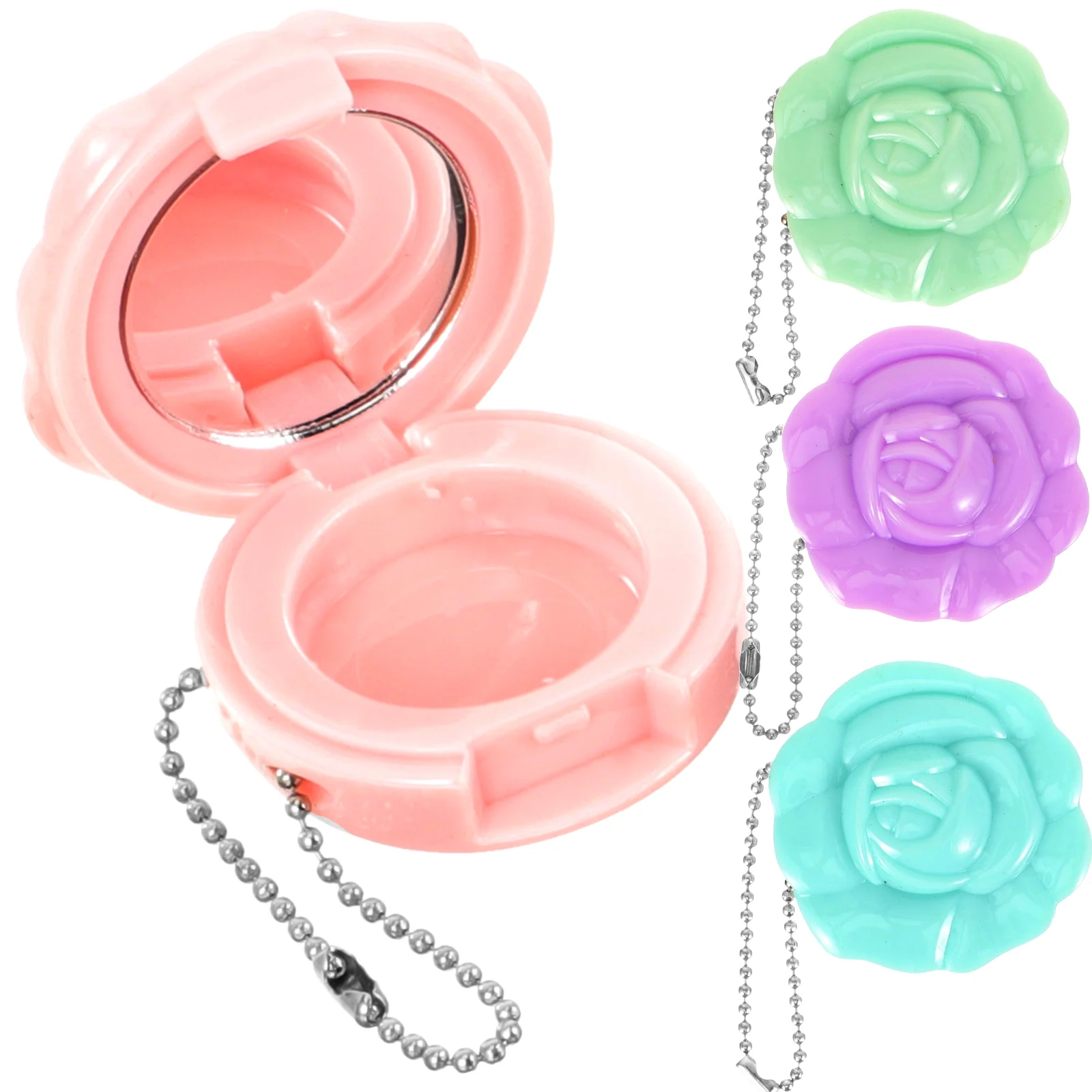 4 Pcs Round Eye Shadow Box Lip Balm Cosmetics Case Makeup Sample Containers Travel