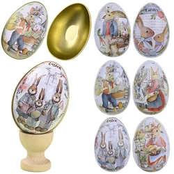 Metal Easter Egg Tin Box Bunny Candy Packaging Container Party Favors Rabbit Decorative Case Festival Gift Boxes Spring Supplies