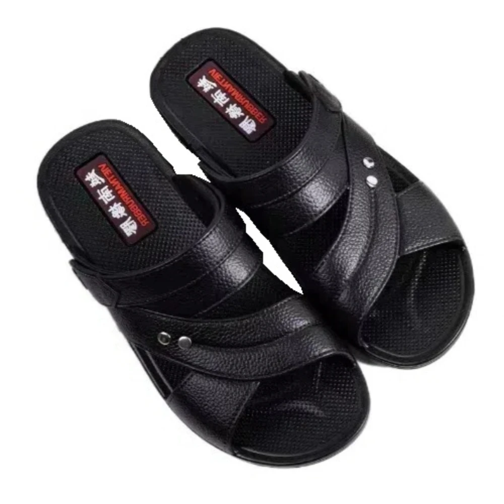 

Повседневные однотонные тапочки на толстой подошве, противоскользящие шлепанцы из искусственной кожи, мужские сандалии с защитой от запаха, пляжная одежда, мужские сандалии с пряжками на щиколотке