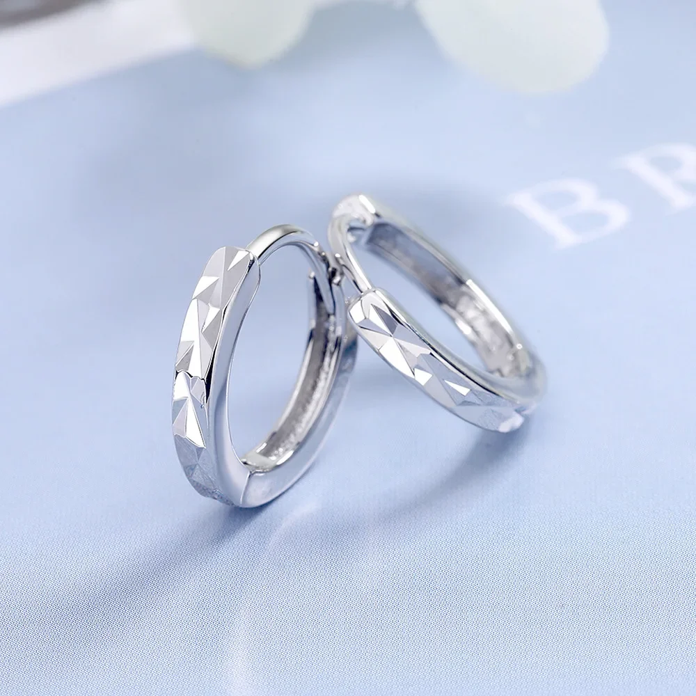 

Genuine 925 Sterling Silver Simple Hoop Earrings for Women Diameter 15mm Charm Pattern Earring Fine Wedding Party Jewelry Gift