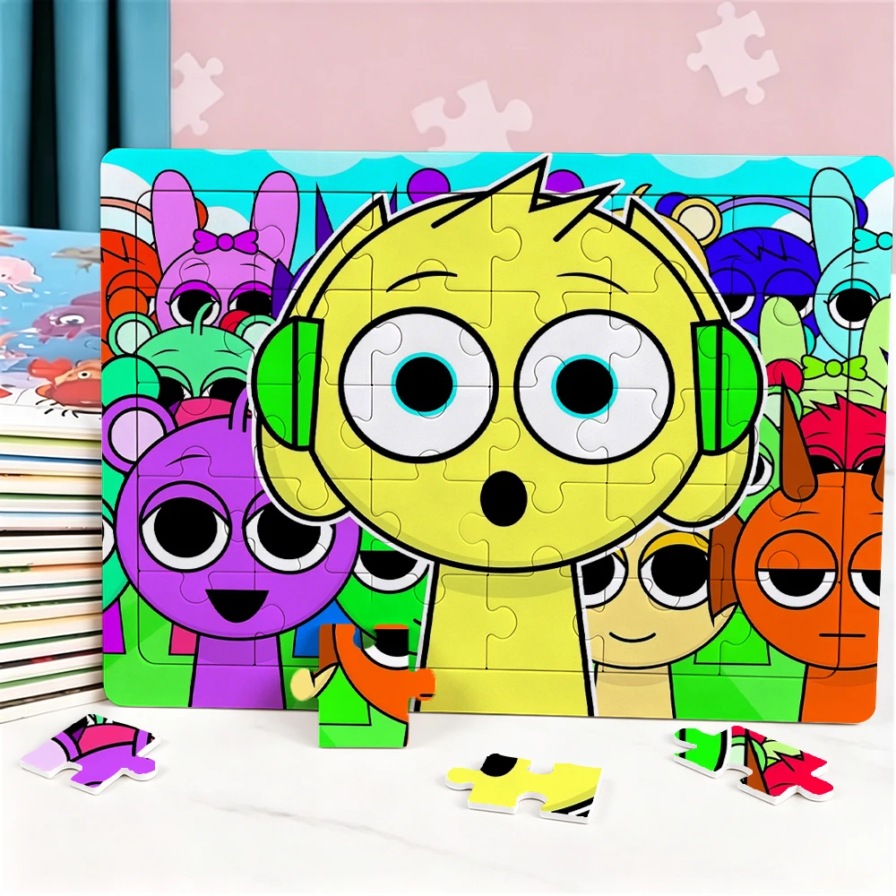 30pcs Sprunki Puzzle Kawaii CartoonCharacter Print Puzzle Family Birthday Party Puzzles Educational Learning Toys Birthday Gift