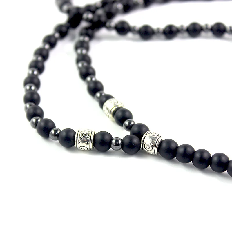 Arrow Necklace Matte Imitation Black Agate Round Bead Hematite Minimalist Harajuku Style Men Women Necklaces - view 4