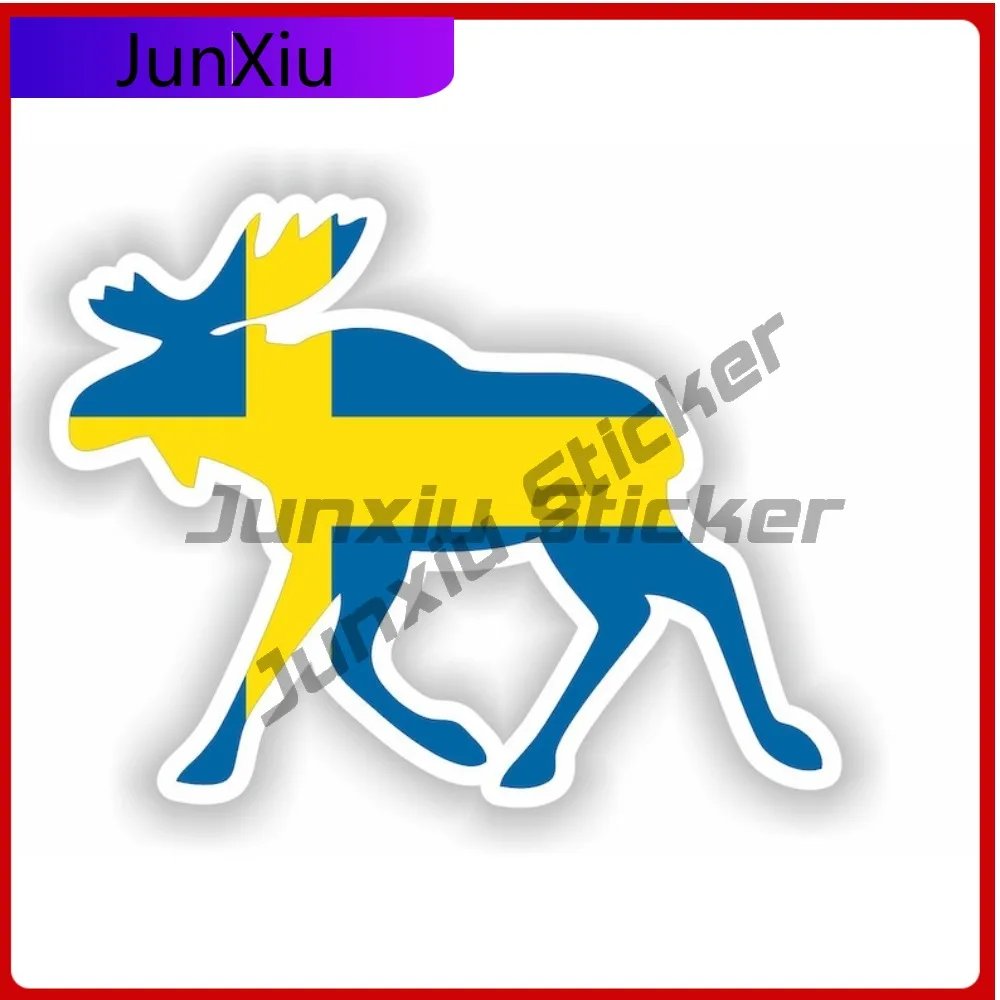 

Moose Sweden Flag Graphic Vinyl Custom Decals Waterproof Stickers Suv Motorcycle Car Window Decoration Funny Stickers Custom Pvc