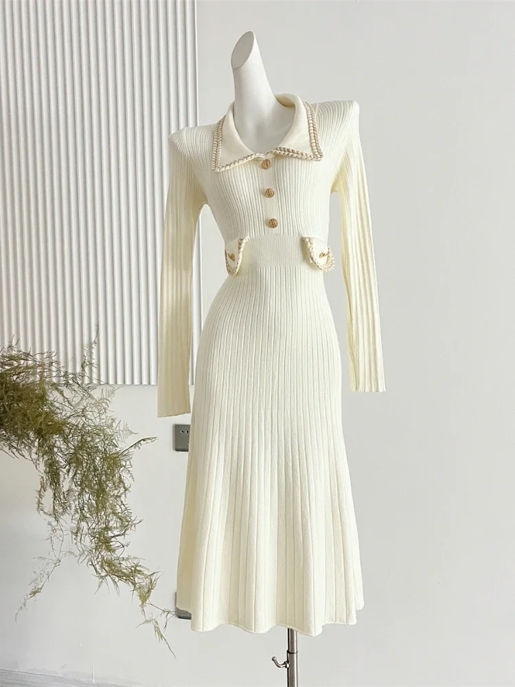 black knee length dress with 3/4 sleeves 3/4 Sleeve A-Line Sequin Round Neck Midi Dress for Wedding Guest Dress main image 1