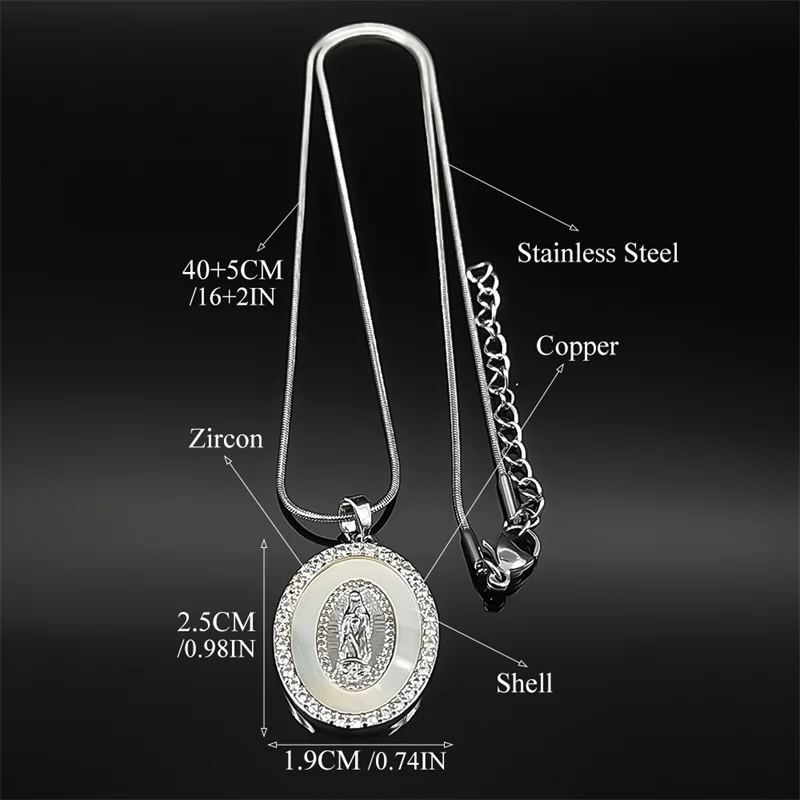 Neue Trend Jungfrau Maria Anhänger Halskette Für Frauen Männer Edelstahl Silber Farbe Guadalupe Dame Katholischen Kette Schmuck Geschenke – Detail 8