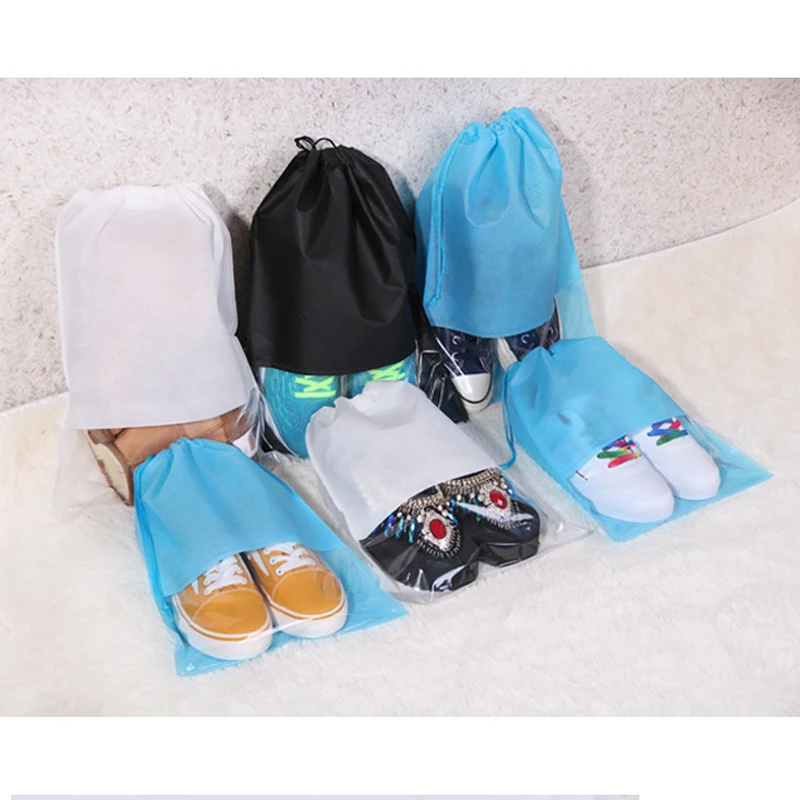 Non-Woven Drawstring Shoe Storage Bag,Dustproof Travel Shoe Bags with Rope for Sports Shoes Pouch Organizers with Visible Window