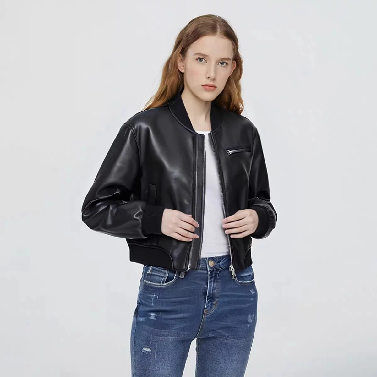 

Bomber Jackets Womens Jacket Double Face Winter Faux Fur Panelled Snap-Button City Adventure Protective Warmth Heavyweight Daily