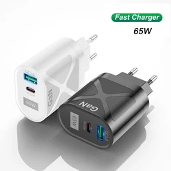 Original 65W GaN Fast Charge Adapter for MacBook Laptop Air Pro Type C PD Quick Charger for iPhone 13 Huawei Xiaomi USB Charger