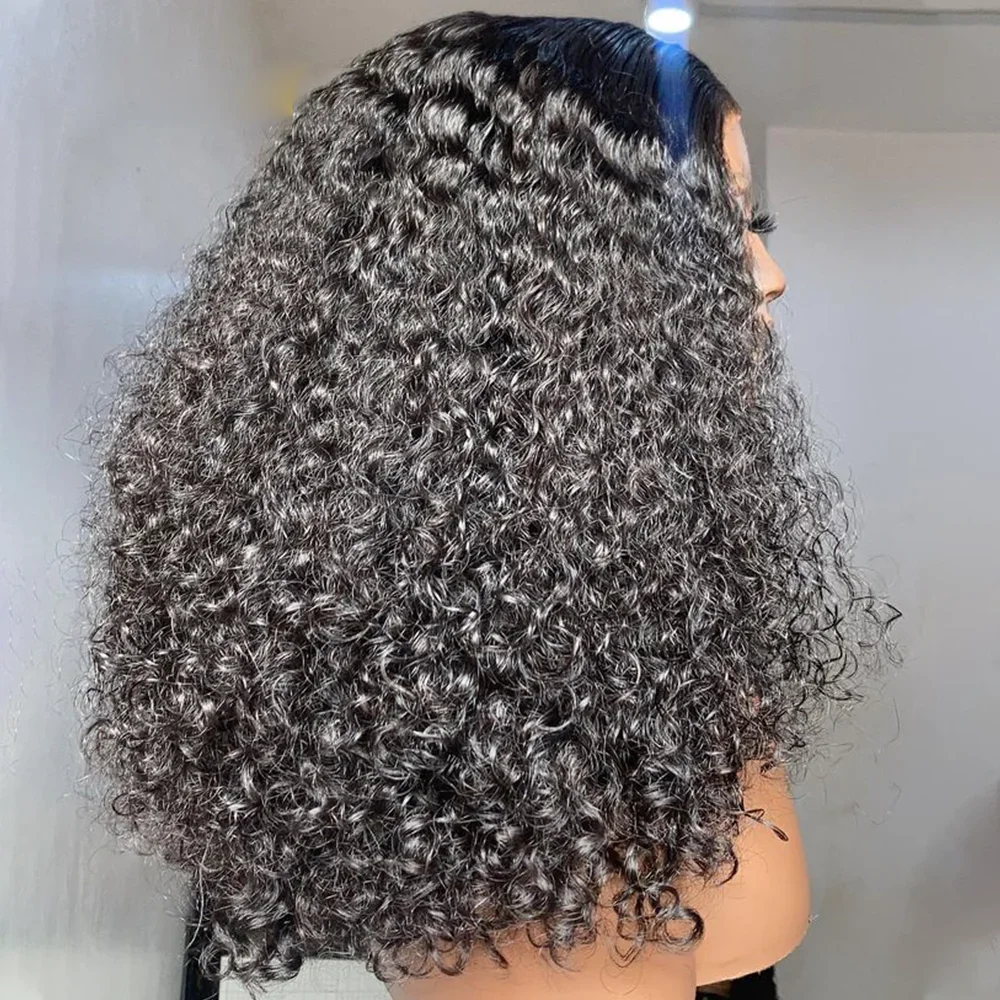 Soft 26Inch Natural Black Long Kinky Curly 180Density Deep Lace Front Wig For Women With Baby Hair Preplucked Glueless Daily