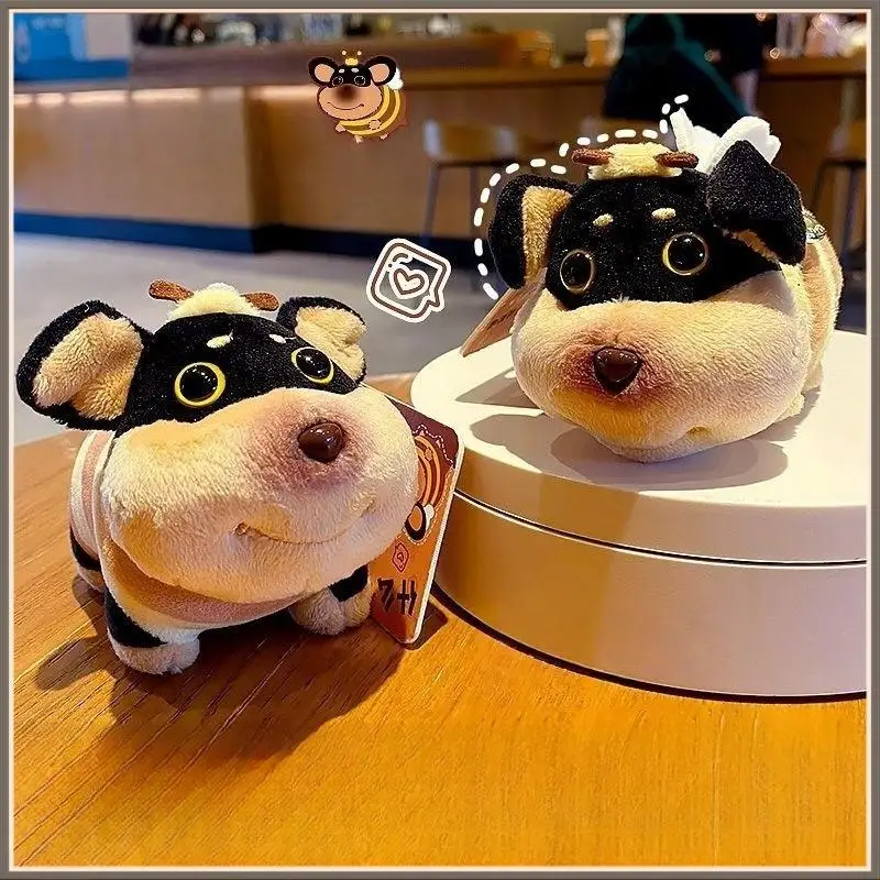 1 stks dier accessoires leuke draagbare bee puppy tas hanger zachte unieke puppy pluche pop hond sleutelhanger tas hangende decoratie