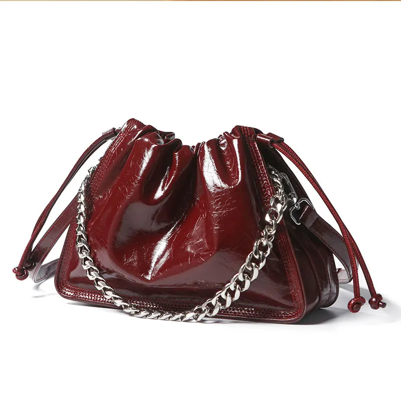 

New Women's Bag Genuine Leather Luxury Designer Women Shoulder Bag Wrinkled Cowhide Crossbody Bags Fashion Handbags 8816