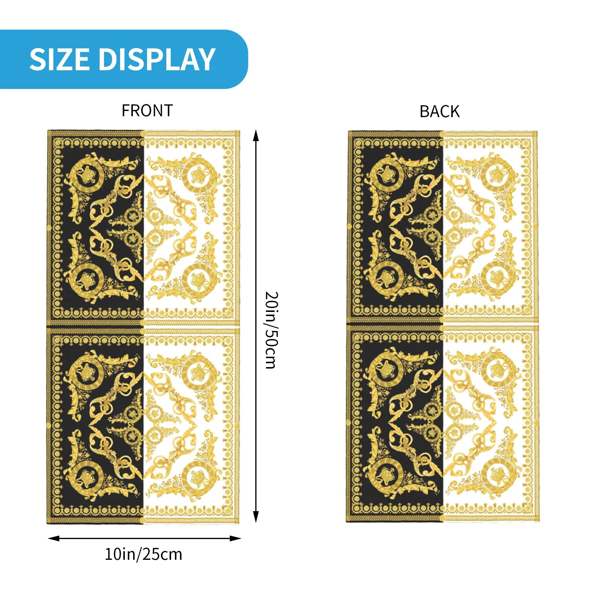 Baroque Greek Ornament Goldenmeander Meandros Bandana Neck Cover Printed Wrap Scarf Headwear Hiking Fishing for Men Women Adult