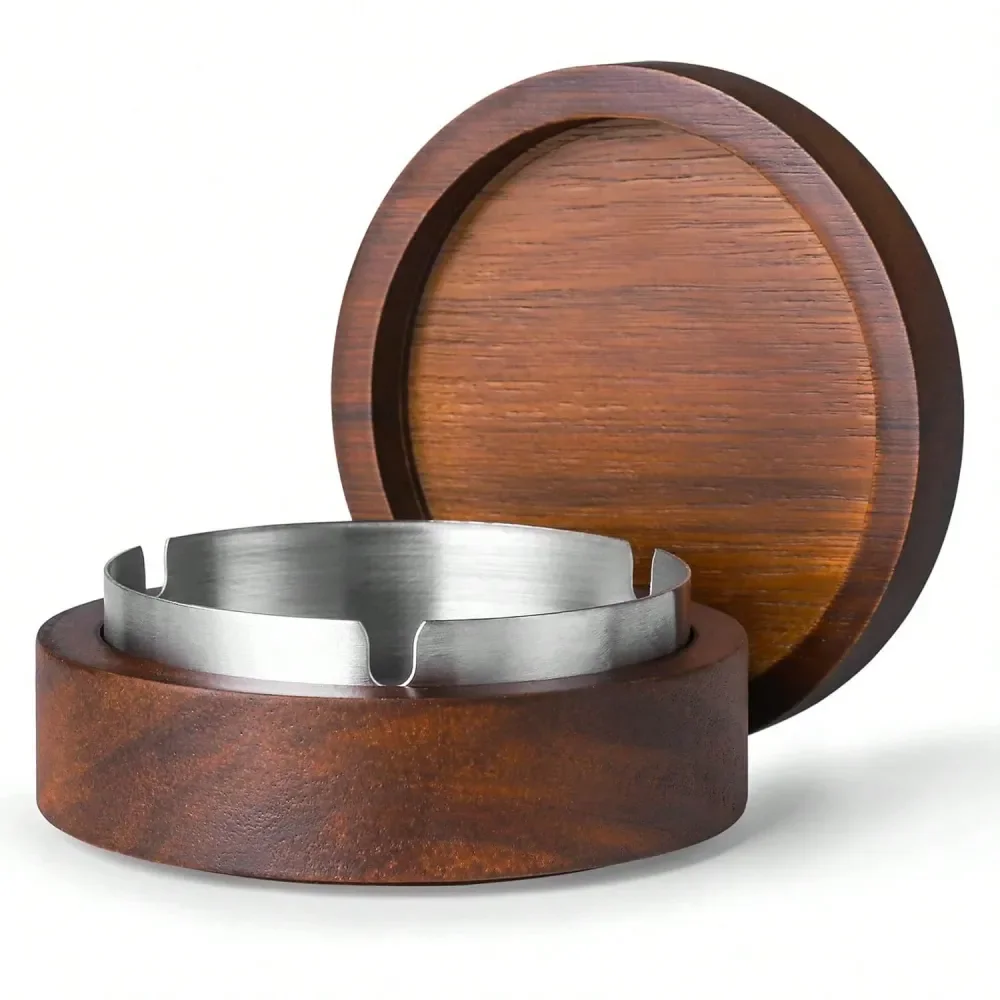 

Ashtray With Lid For Smokers, Stainless Steel Liner, Windproof, Durable, Easy To Clean, Ideal For Indoor Outdoor Use Like Patio