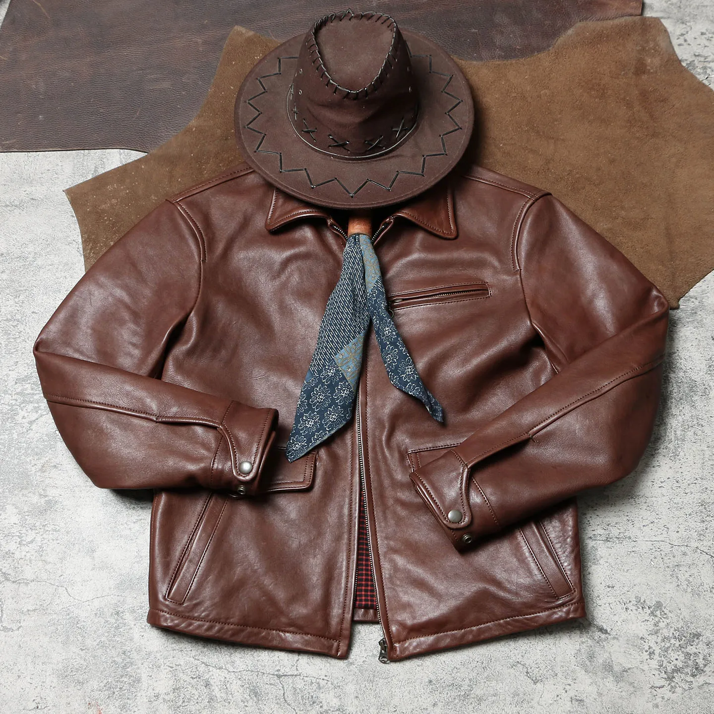 Brown Autumn Leather Jacket Men Retro Casual Style Plus Size 5XL Genuine Natural Sheepskin Turn-Down Collar Slim Leather Coat - Image 2